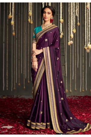 Silk Saree with blouse in Purple colour 5226