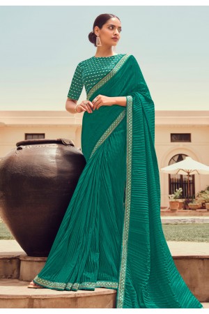 Silk Saree with blouse in Sea green colour 4902