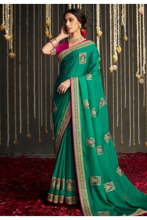 Silk Saree with blouse in Sea green colour 5230