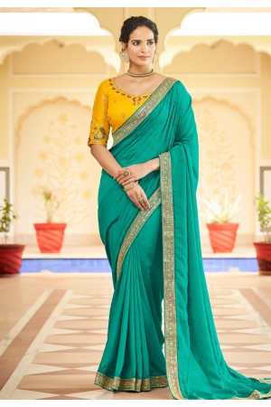 Silk Saree with blouse in Sea green colour 5412