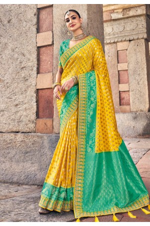 Silk Saree with blouse in Yellow colour 5312