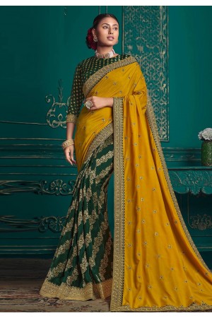 Silk half n half Saree in Mustard colour 9710