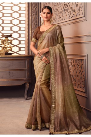 Viscose Saree with blouse in Brown colour 1203