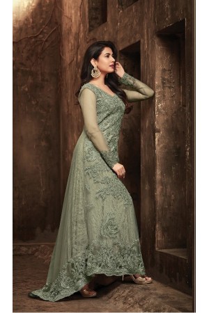 Sonal Chauhan Green Net party wear anarkali kameez