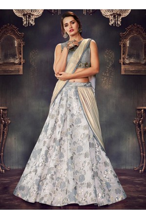 Grey brocade wedding lehenga choli