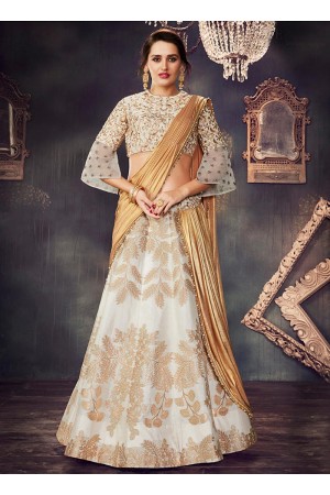 Off white  weaved silk wedding lehenga choli