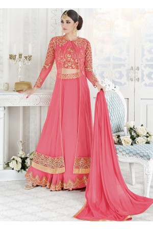 Pink color georgette wedding ghaghara