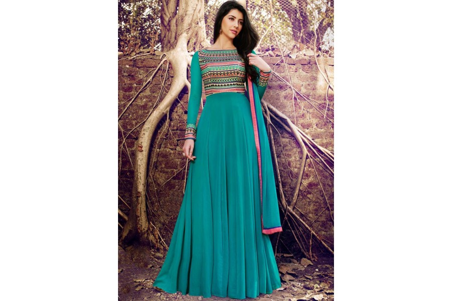Designer Party Wear Georgette Salwar Suit Collection Rama Georgette Pant Straight main image 1