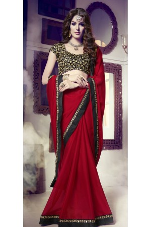 Party-wear-dark-red-color-saree