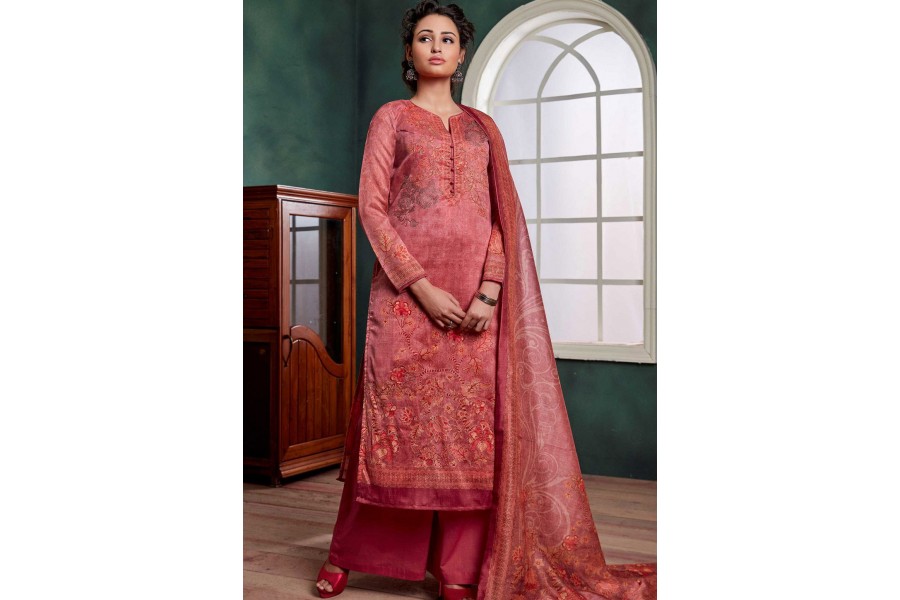 Light Chiku Chanderi Suit Palazzo main image 1