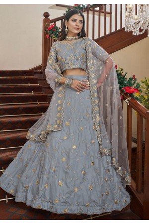 Art silk a line lehenga choli in Grey colour 4805