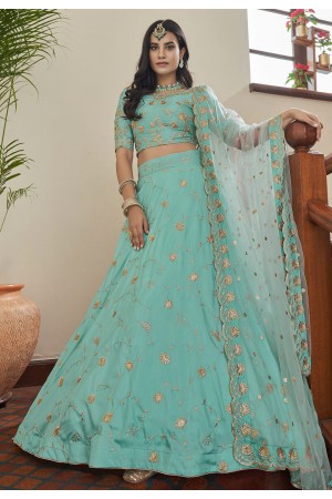 Art silk a line lehenga choli in Sky blue colour 4801