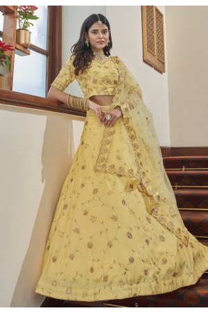 Art silk a line lehenga choli in Yellow colour 4802