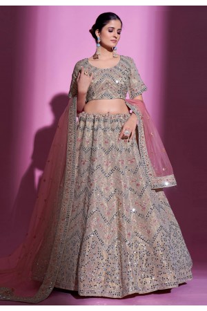 Crepe a line lehenga choli in Beige colour 34007