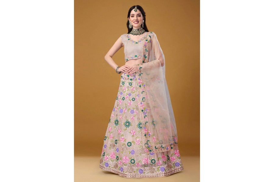Pale Violet Faux Georgette Lehenga Choli main image 1
