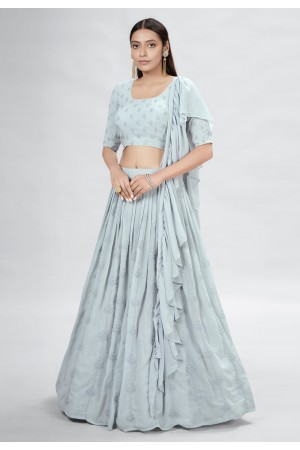 Georgette a line lehenga choli in Grey colour DRS10005