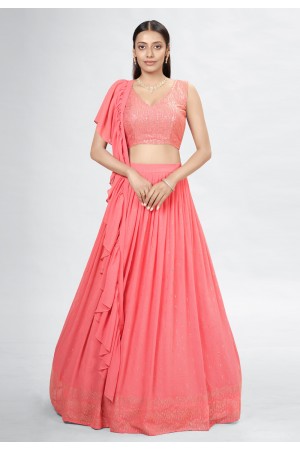 Georgette a line lehenga choli in Pink colour DRS11003