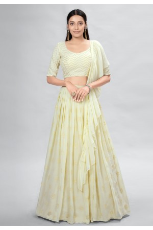 Georgette a line lehenga choli in Yellow colour DRS10004