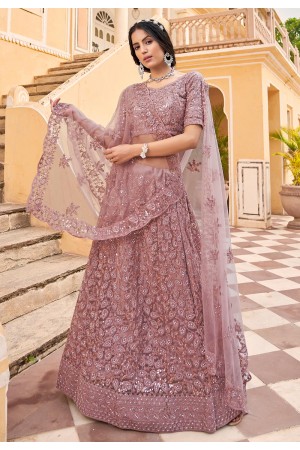 Net a line lehenga choli in Pink colour 2084A