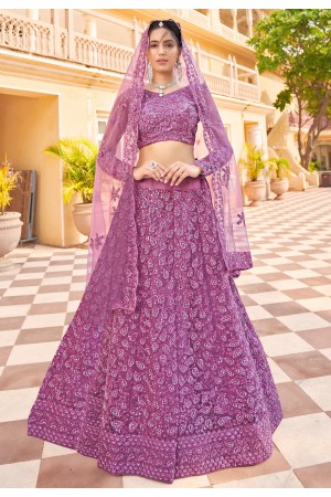 Net a line lehenga choli in Purple colour 2084B