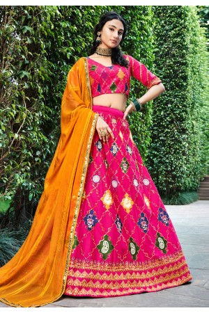 Silk circular lehenga choli in Magenta colour 2224