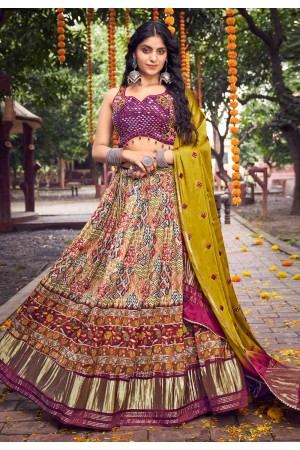 Silk readymade circular lehenga choli in Multicolor colour 102