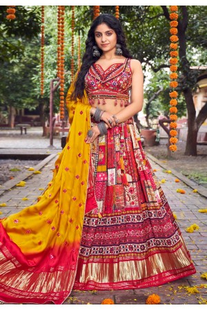 Silk readymade circular lehenga choli in Multicolor colour 105