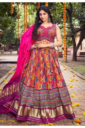 Silk readymade circular lehenga choli in Pink colour 103