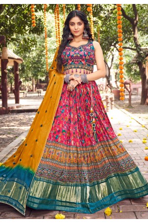 Silk readymade circular lehenga choli in Pink colour 107