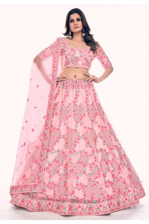 Soft net circular lehenga choli in Pink colour 36005