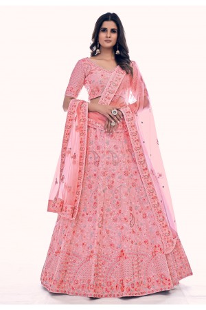 Soft net circular lehenga choli in Pink colour 36008