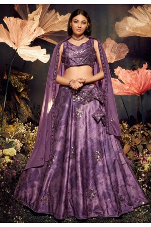 Velvet circular lehenga choli in Purple colour 2274