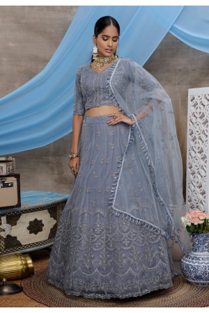 Grey net circular lehenga choli 1334