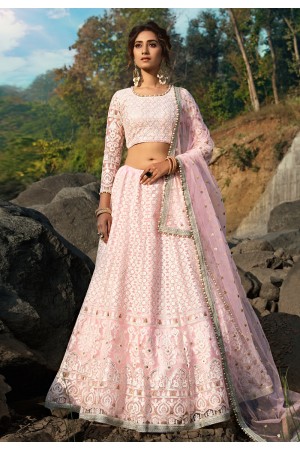 Light pink net circular lehenga choli 3601