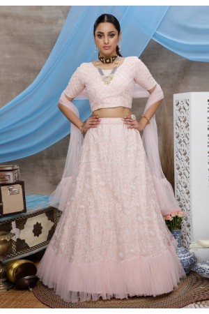 Light pink net designer lehenga choli 1352