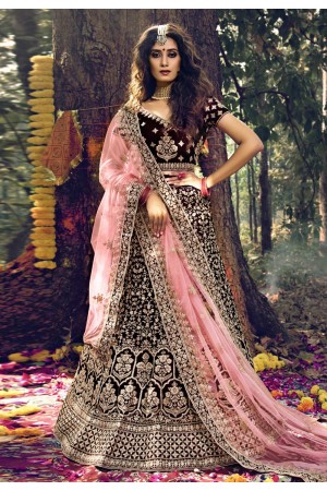 Maroon velvet royal lehenga choli 3702