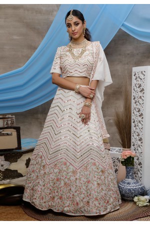 Off white georgette circular lehenga choli 1301