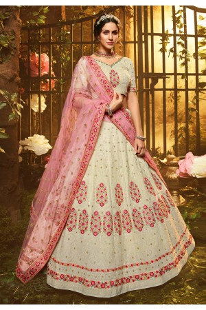 Off white georgette circular lehenga choli 3901