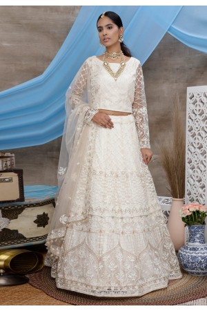 Off white net circular lehenga choli 1312