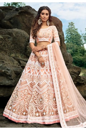 Peach net circular lehenga choli 3607