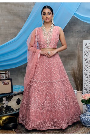 Pink net circular lehenga choli 1331