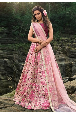 Pink net circular lehenga choli 3609