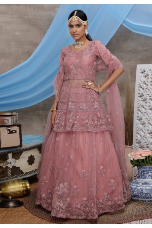 Pink net designer lehenga choli 1335