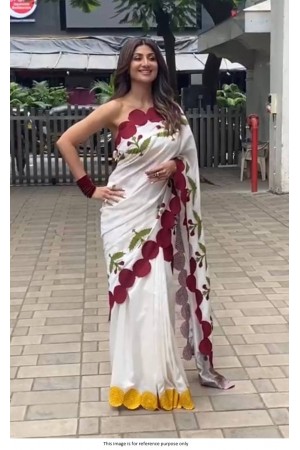 Bollywood Shilpa Shetty Inspired White modal silk saree