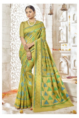 Green Colored Woven Art Silk Festive Saree 2202