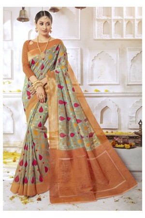 Green Colored Woven Art Silk Festive Saree 2210