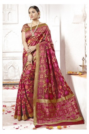 Maroon Colored Woven Art Silk Festive Saree 2205