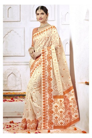 Off White Colored Woven Art Silk Festive Saree 2206