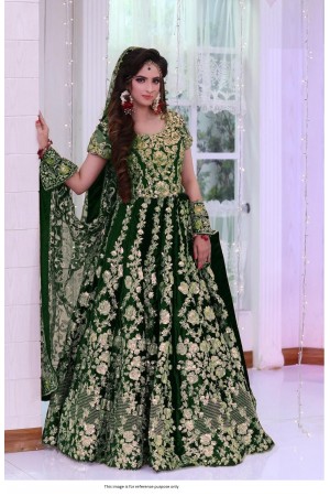 Bollywood Model Green velvet heavy bridal lehenga choli