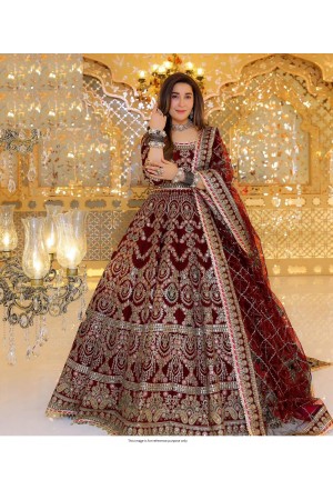 Bollywood Model Maroon velvet heavy bridal lehenga choli